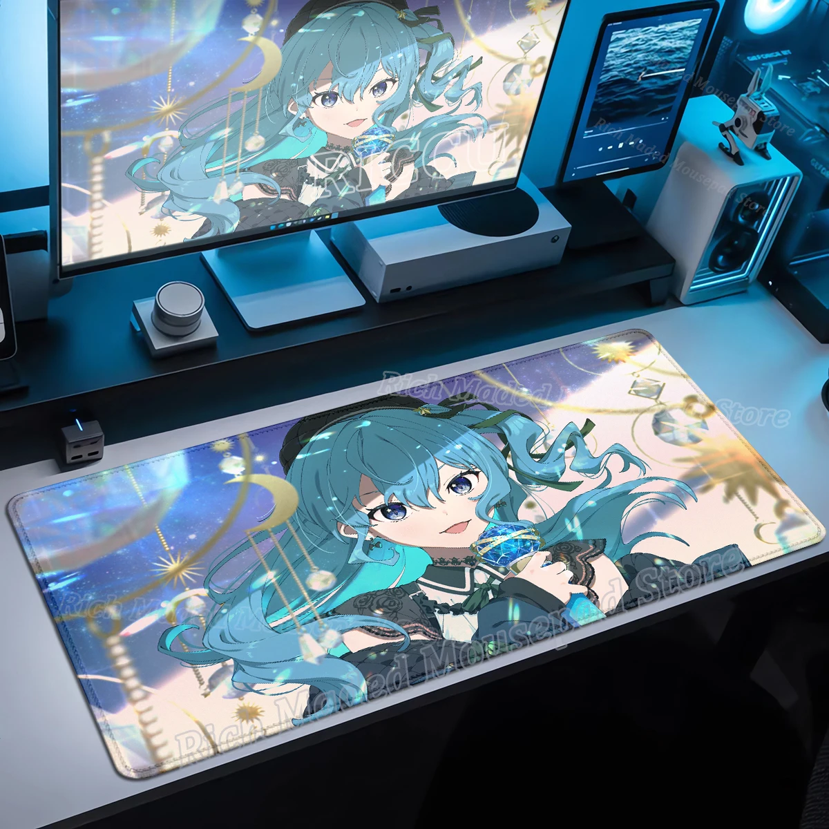 Hololive Hoshimachi Suisei, милый коврик для мыши, аксессуары для столов, большой настольный коврик, аниме Kawaii, ковер для девочек, резиновый коврик для мыши для ноутбука XXL