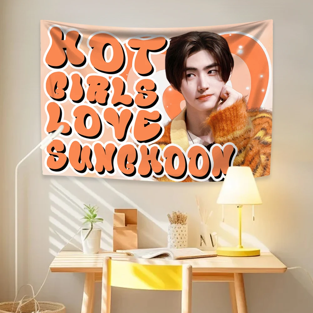 Sunghoon Hot Girls Tapestry Kpop Idol Flag Home Room Decoration Item Decor Background Birthday Part Gift Concert Banner Wall Art