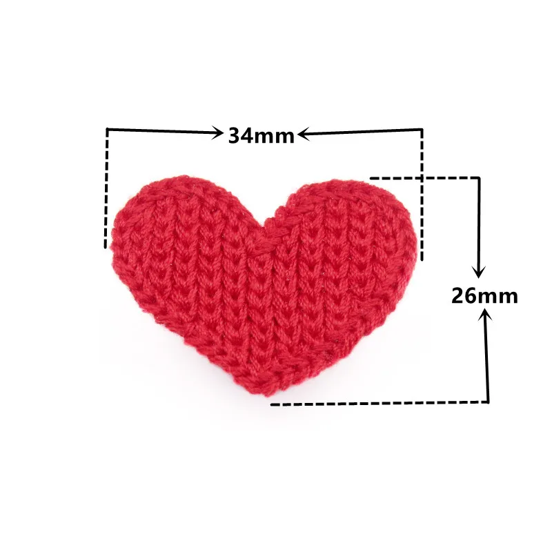 34mm 20Pcs Mini Heart Cotton Knitting Flower for Home Hat Shoes Clothing Decoration Scrapbooking DIY Handmade Crafts Accessories