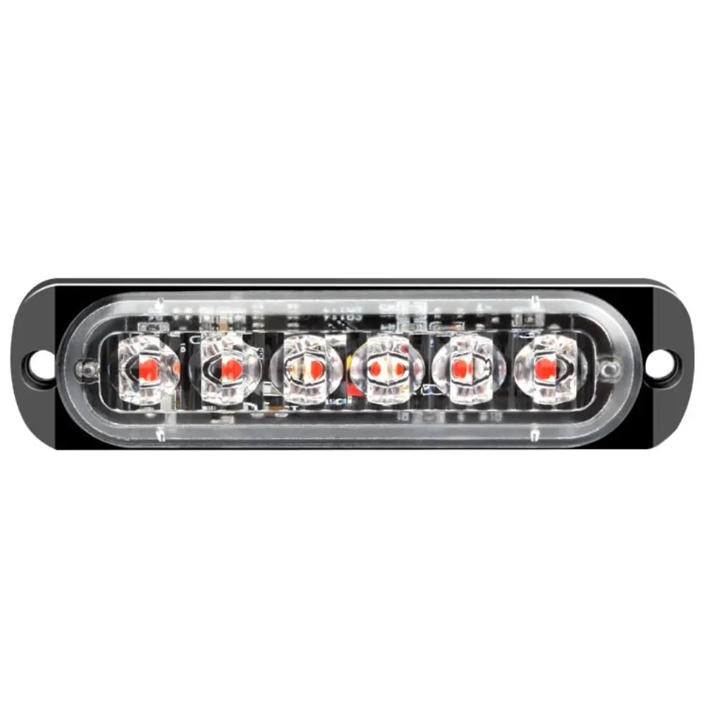 Multi-Color Strobe Beacon, 12V/24V 6-SMD High-Intensity Flashing Light for Truck Grille - Amber/Yellow/White Options