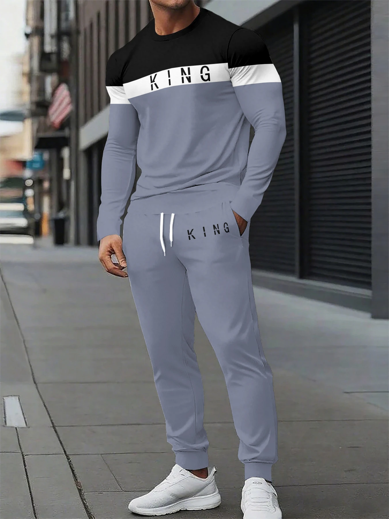 

New Street hip-hop casual Fashio letter pattern Printed Soft Comfortable and breathable men's set