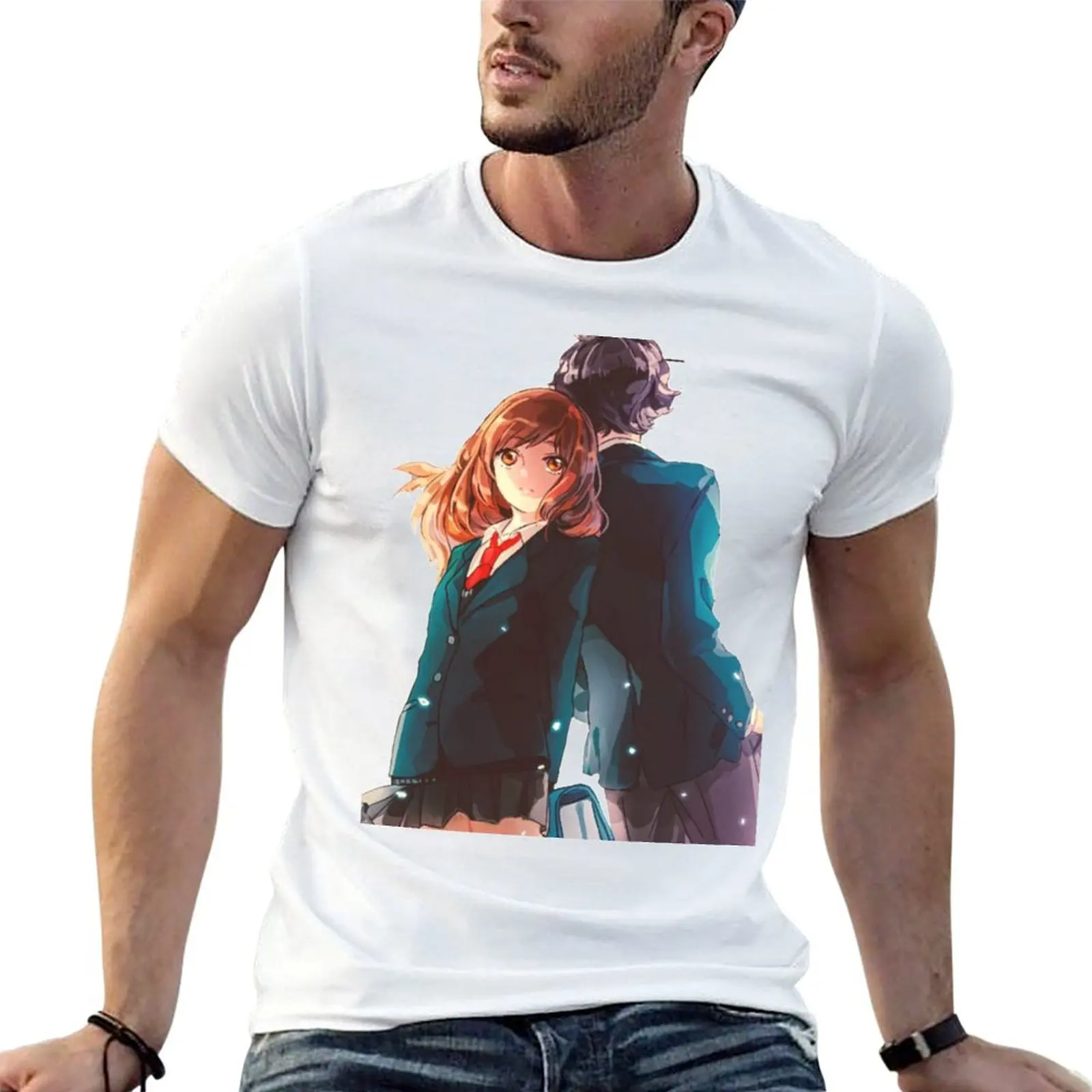 

Синяя весенняя прогулка: милая Futaba X Kou! Футболка, футболки для мужчин, забавная мужская футболка с рисунком, футболка из тяжелого хлопка