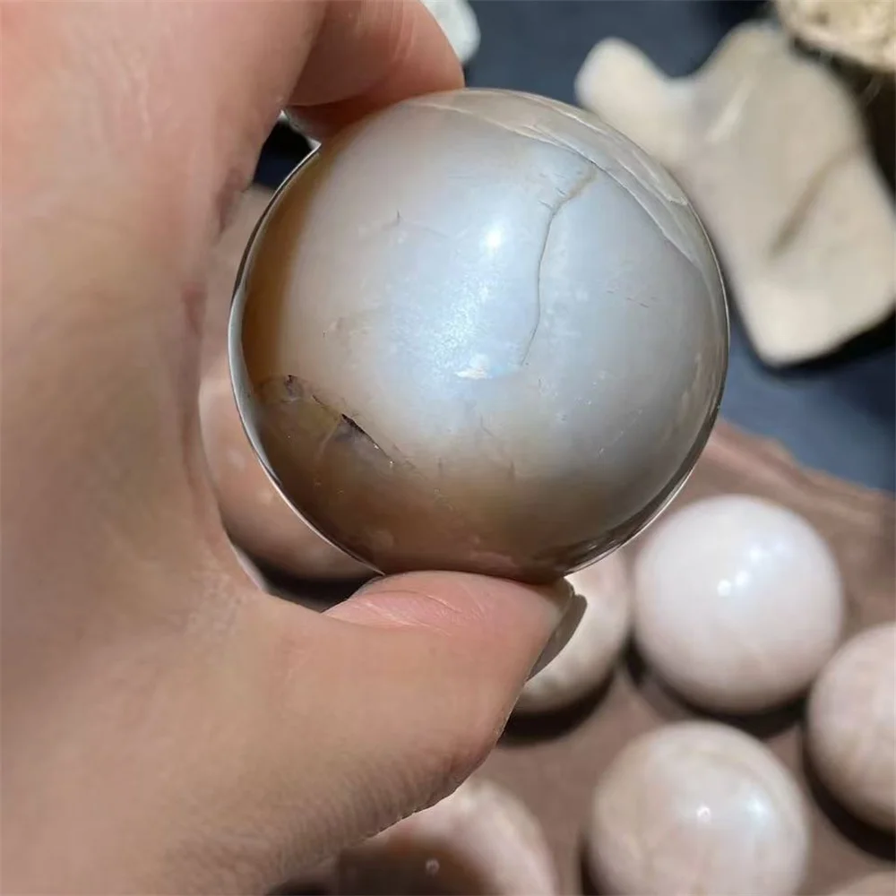 

Natural Peach Moonstone Crystal Energy Sphere, For Spiritual Healing, Home Decoration, Demagnetization Divination, Meditation, A