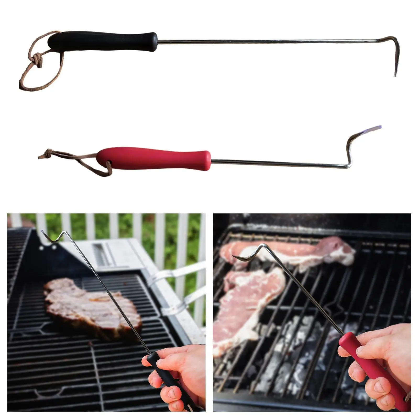 

Food Flipper Hook Steak Flipper Multipurpose Stainless Steel Meat Turner Hook BBQ Steak Grill Hook for Turning Frying Camping
