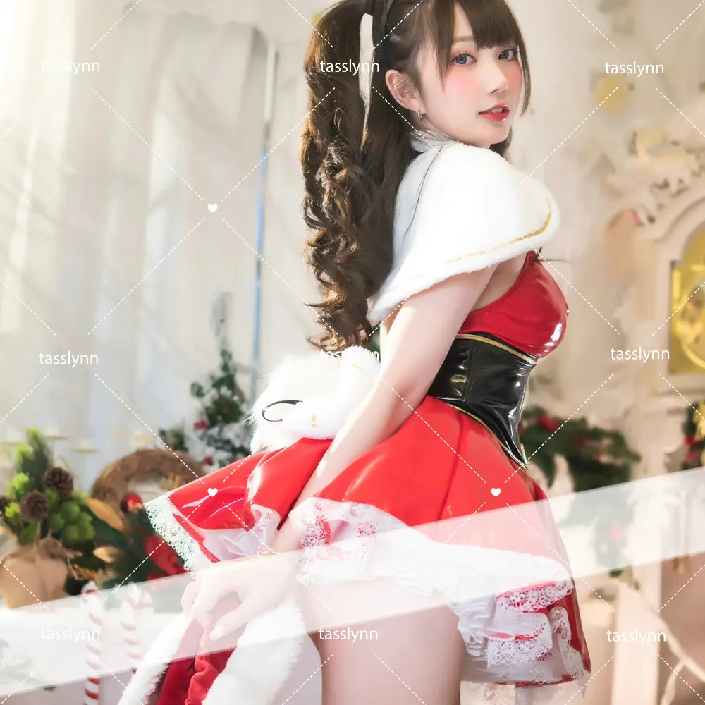 Leather Lovely Red Maid Lolita Dress Kawaii Halloween Outfits Maid  Kawaii Christmas Dress Santa Claus Cosplay Costume Women