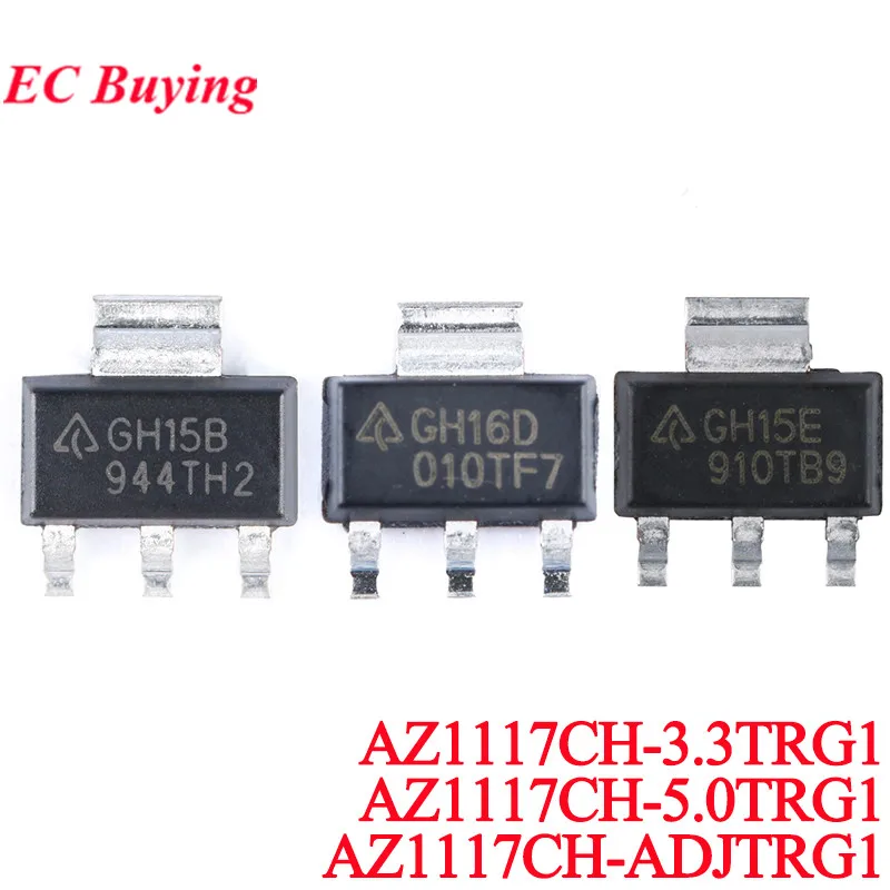 20Pcs/10pcs AZ1117CH-3.3TRG1 GH16D AZ1117CH-5.0TRG1 GH15E AZ1117CH-ADJTRG1 GH15B Power IC Step Down Linear Voltage Regulator LDO