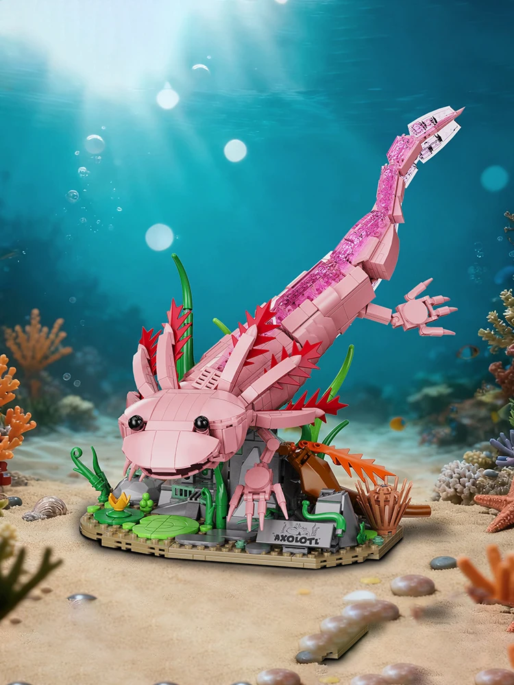998PCS Creatieve Aquatische Amfibie Axolotl Model Bouwstenen Bouwstenen Speelgoed Cadeau Voor Kinderen Volwassen - afbeelding 2