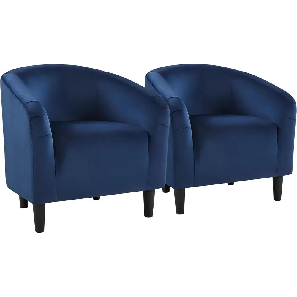 Velvet Accent Chair Set o 2, Barrel Chair or Living Room, ern Club Chair with Sot Padded Seat and Sturdy Legs or Bedroom Waiting