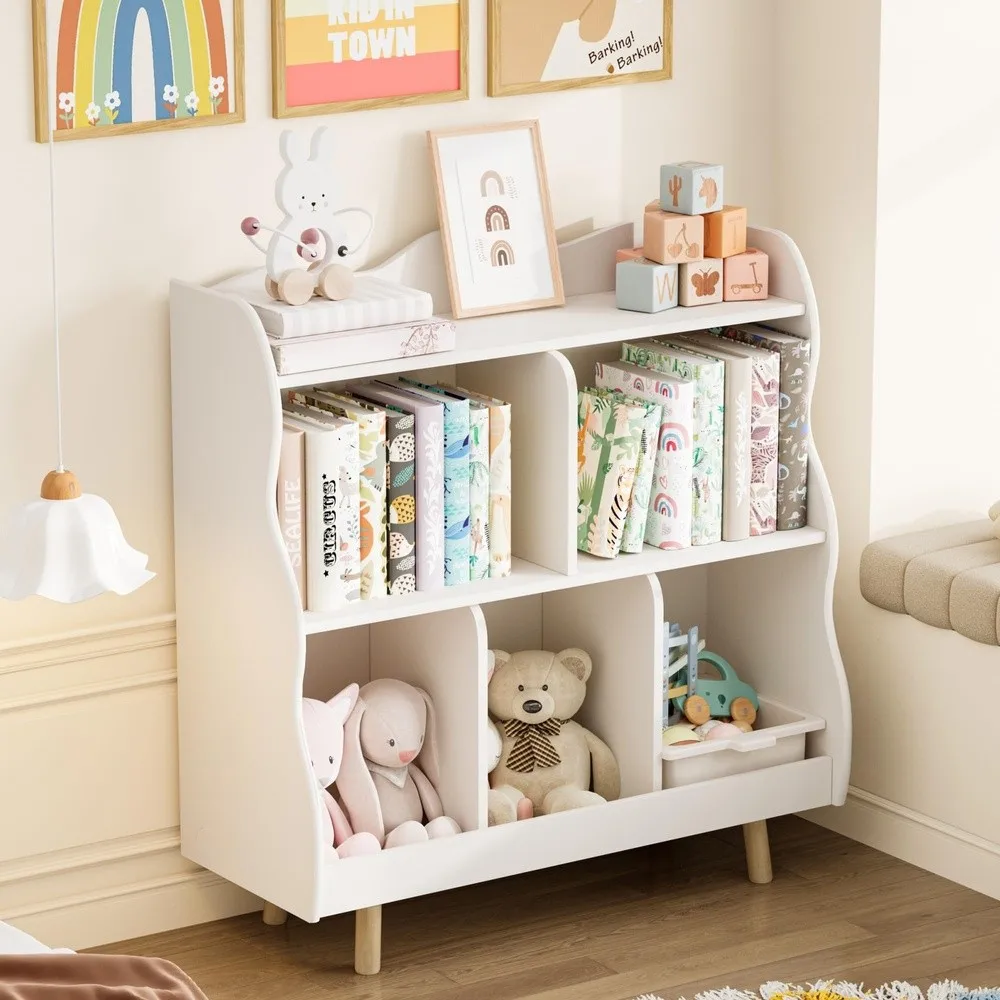 Kids Bookshelf and Toy Storage Orangizer 3 Tier Curve
