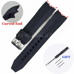 Curved End Universal Watch Band  22mm 24mm 26mm Soft Silicone Strap Waterproof Rubber Sports Watch Bracelet