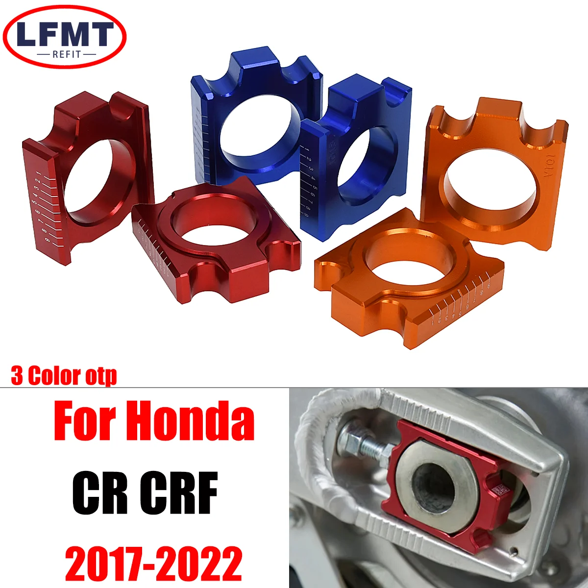 

Motorcycle CNC Rear Chain Adjuster Axle Blocks For HONDA CRF250RX CRF250R CRF250X CRF450R CRF450X CRF450RX CR 125 250 CRF X R RX