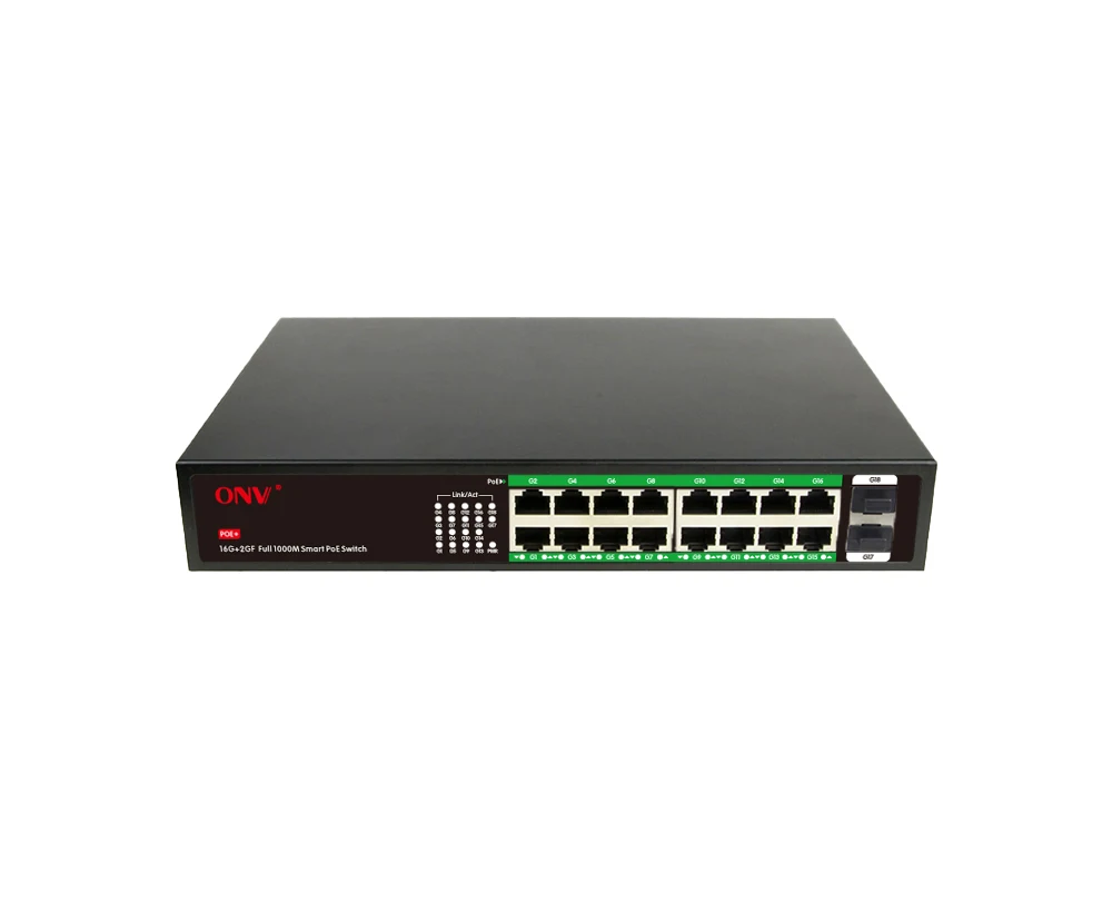 Economic Full Gigabit 16 POE Port Unmanaged Network Switch with QoS and VLAN Support