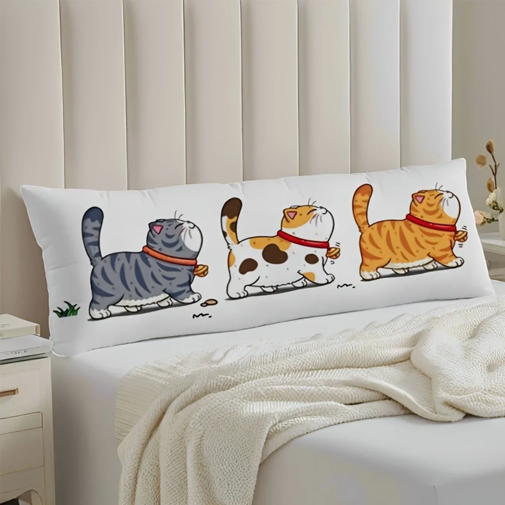 A Bohemian Style Long Pillowcase Featuring a Cute Cat Design, Measuring 20*54 Inches / 50×137 Cm, Suitable for Decorating Sofas