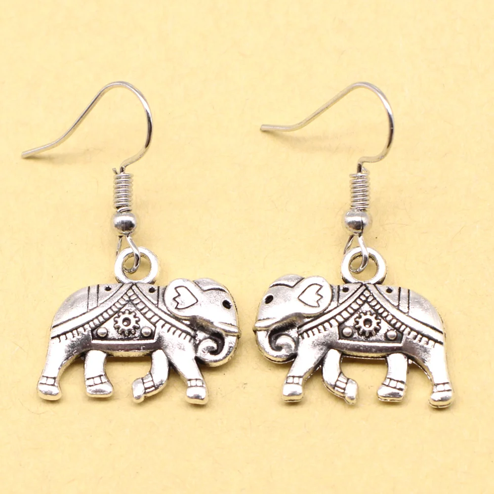 1 Pair Elephant Hanging Earrings For Jewelry 17x21mm