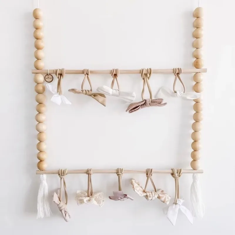 

Nordic Wooden Macaron Bead Coat Hanger, Wall-Mounted Organizer for Kids' Room, Scarf and Clothing Storage Rack