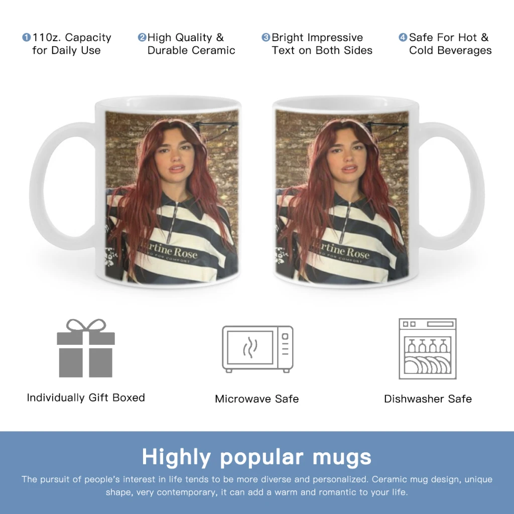 

Singer D-Dua Lipas Free shipping Ceramic Mug Cute Coffee Tea Milk Stave Mugs And Cups with Handle Novelty Gifts