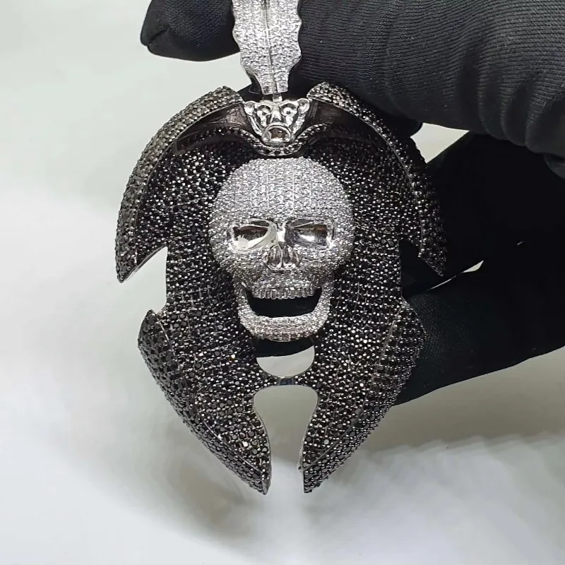 

Кулон LYEE CYEE в виде крыла летучей мыши с черепом, сияющий медный кулон с муассанитом в готическом стиле, эффектное украшение в стиле хип-хоп.