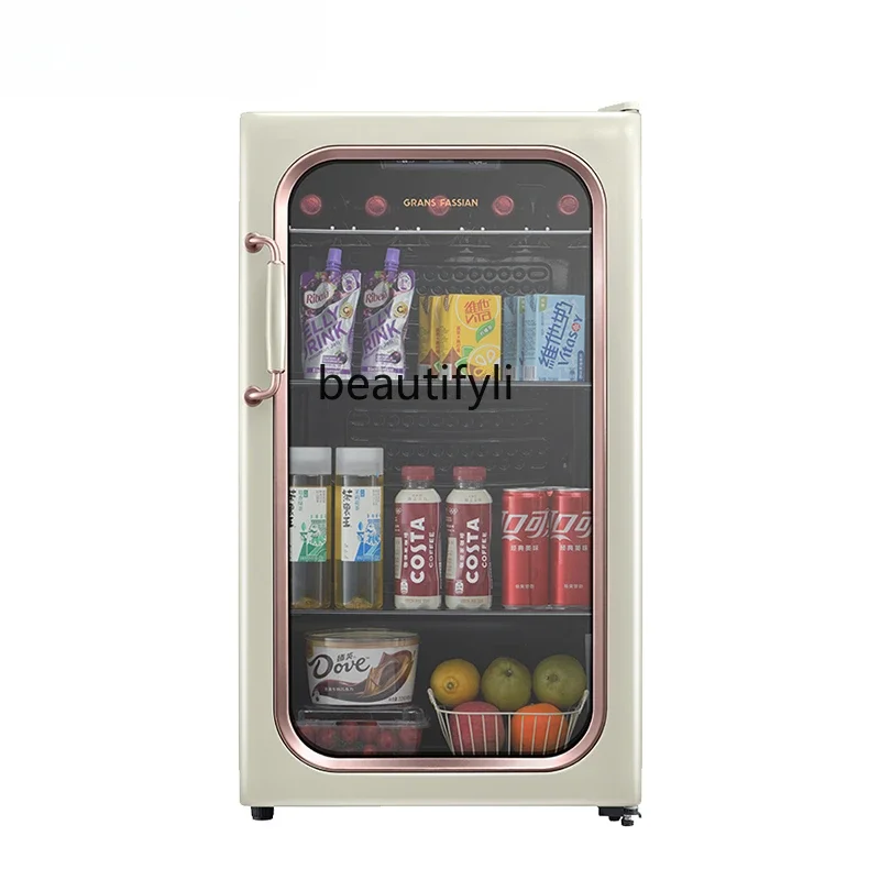 

Ice Bar Retro Beverage Cabinet Household Small Refrigerator Red Wine Refrigerator Fruit Tea Small Mini