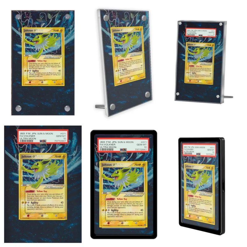 Tarjetas de Pokémon, colección de juegos de Anime jolteon Cobalion, regalos artísticos expandibles, funda protectora acrílica hecha a sí misma, llaveros de juguete