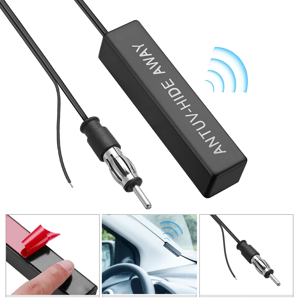 Universal Hidden Amplified Antenna Kit 12V Electronic Stereo AM/FM Radio Fits Car Truck Motorcycle Boat Golf Cart Campers