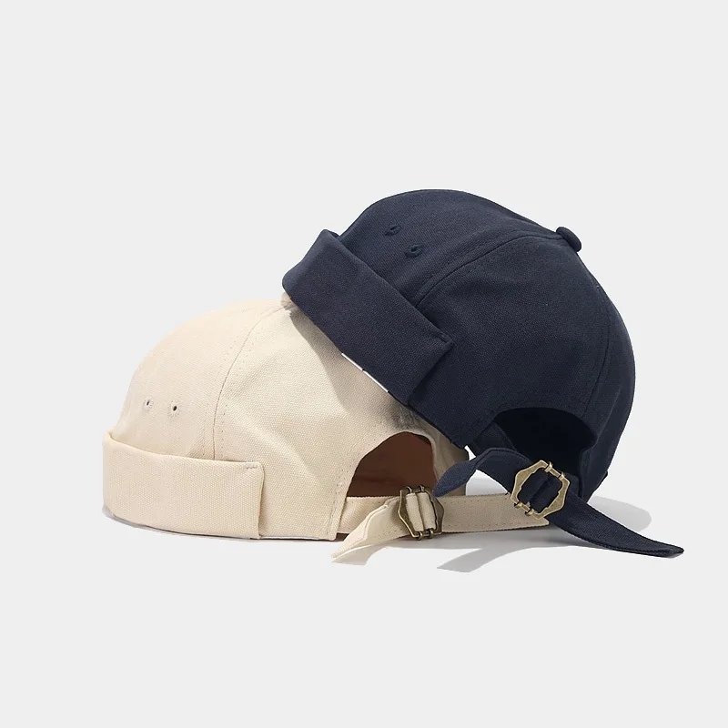 Japanese Style Literary Brimless Skullcap Hip Hop Landlord Hat for men Women Dome Melon Cap Streetwear Adjustable Beanie Caps