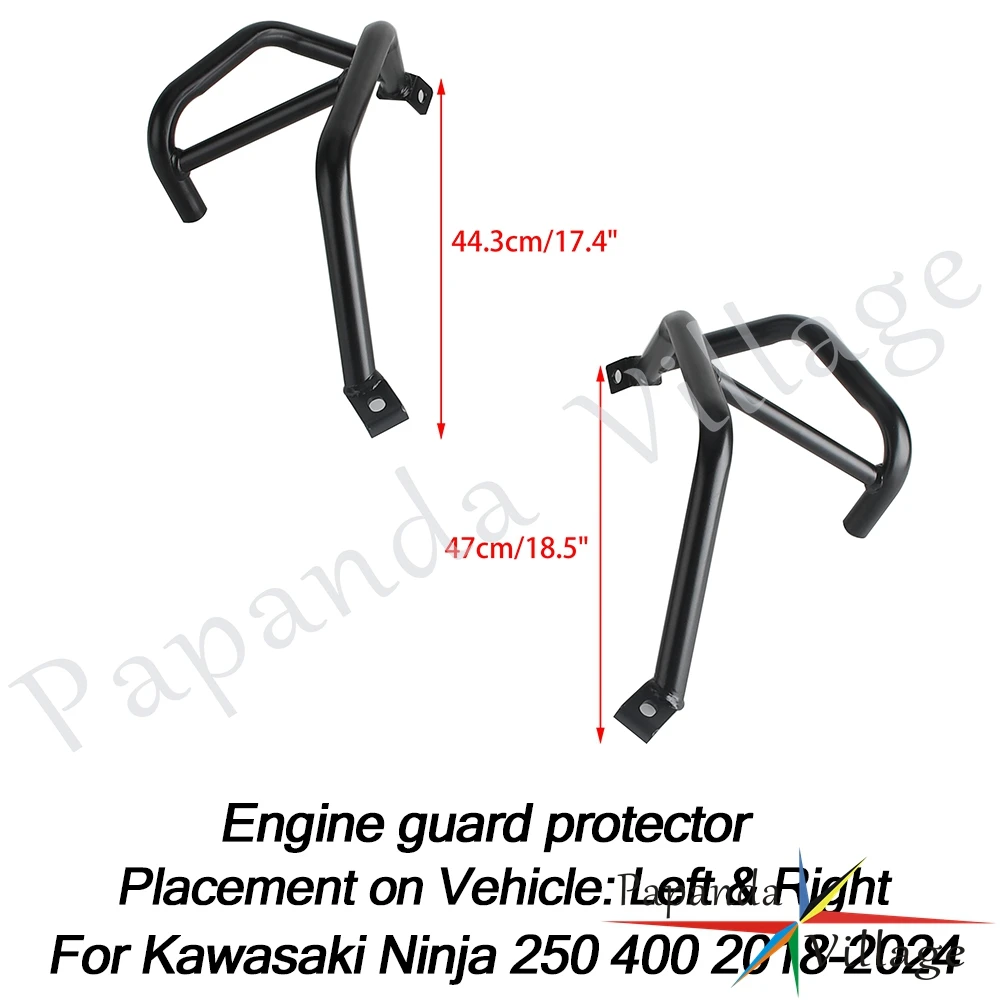 Engine Guard Protector For Kawasaki Ninja 250 400 2018-2024 Fall Protection Frame Covers Black Engine Hood Anti-collision Device