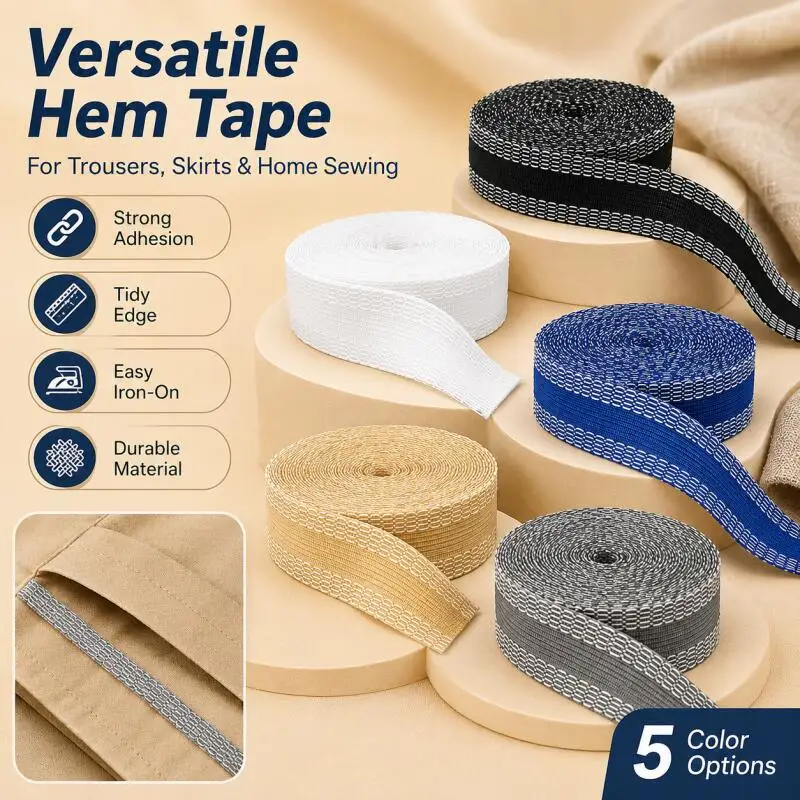 10–1 m selbstklebendes Hosenbordüren-Klebeband zum Aufbügeln für Hosenkanten, zum Verkürzen und Reparieren von Jeans, zum DIY-Nähen von Stoffen – Detail 1