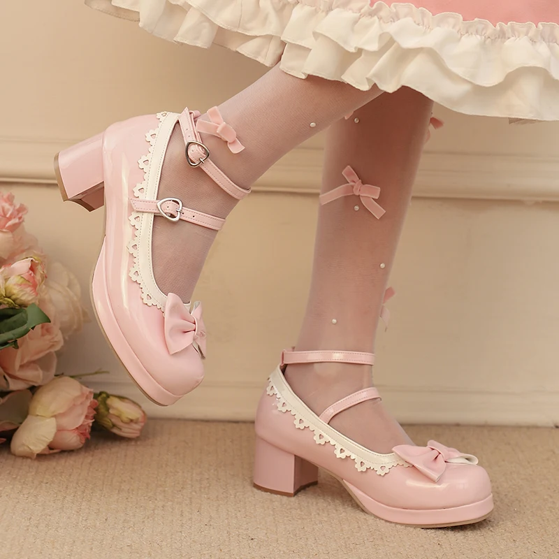 

YQBTDL 2025 г., модные туфли Мэри Джейн, черные, розовые вечерние туфли принцессы на высоком каблуке для девочек, туфли-лодочки с узлом-бабочкой 12, 13, 14, 15, 16, 18