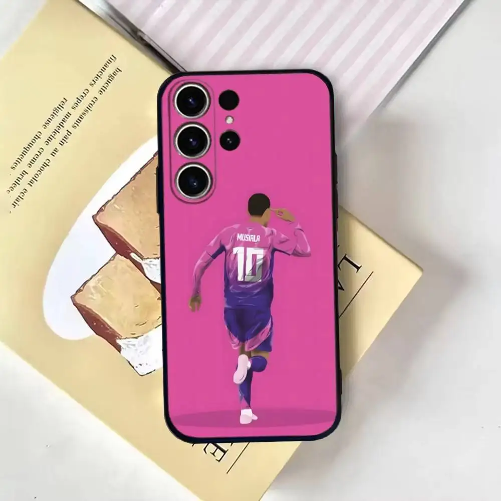 축구 Jamal Musiala 전화 케이스 SamsungS25,24,21,22,23,30,Ultra,20,Plus,Fe,Lite,Note,10,9,Soft Black Cover