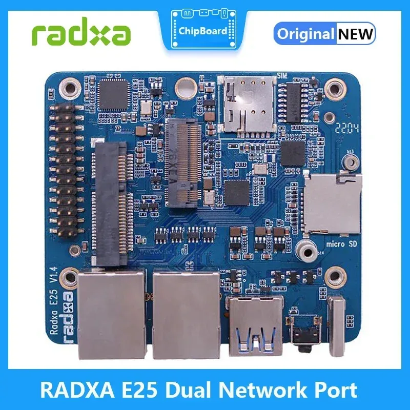 RADXA E25 Dual Network Port dengan RK3568 CM3I Core board dengan Casing Logam