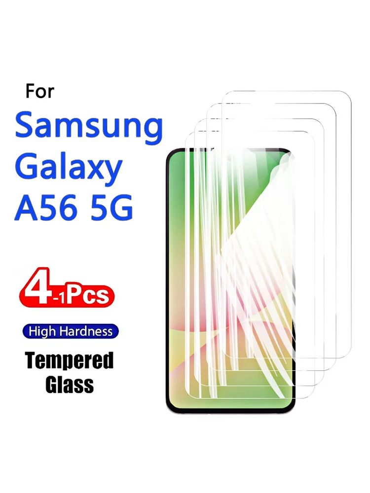 Protecteur d'écran pour Samsung Galaxy A56 5G, 1 à 4 pièces, verre trempé HD, haute teneur en aluminium, anti-rayures, respectueux de l'empreintes digitales, 6.7 pouces