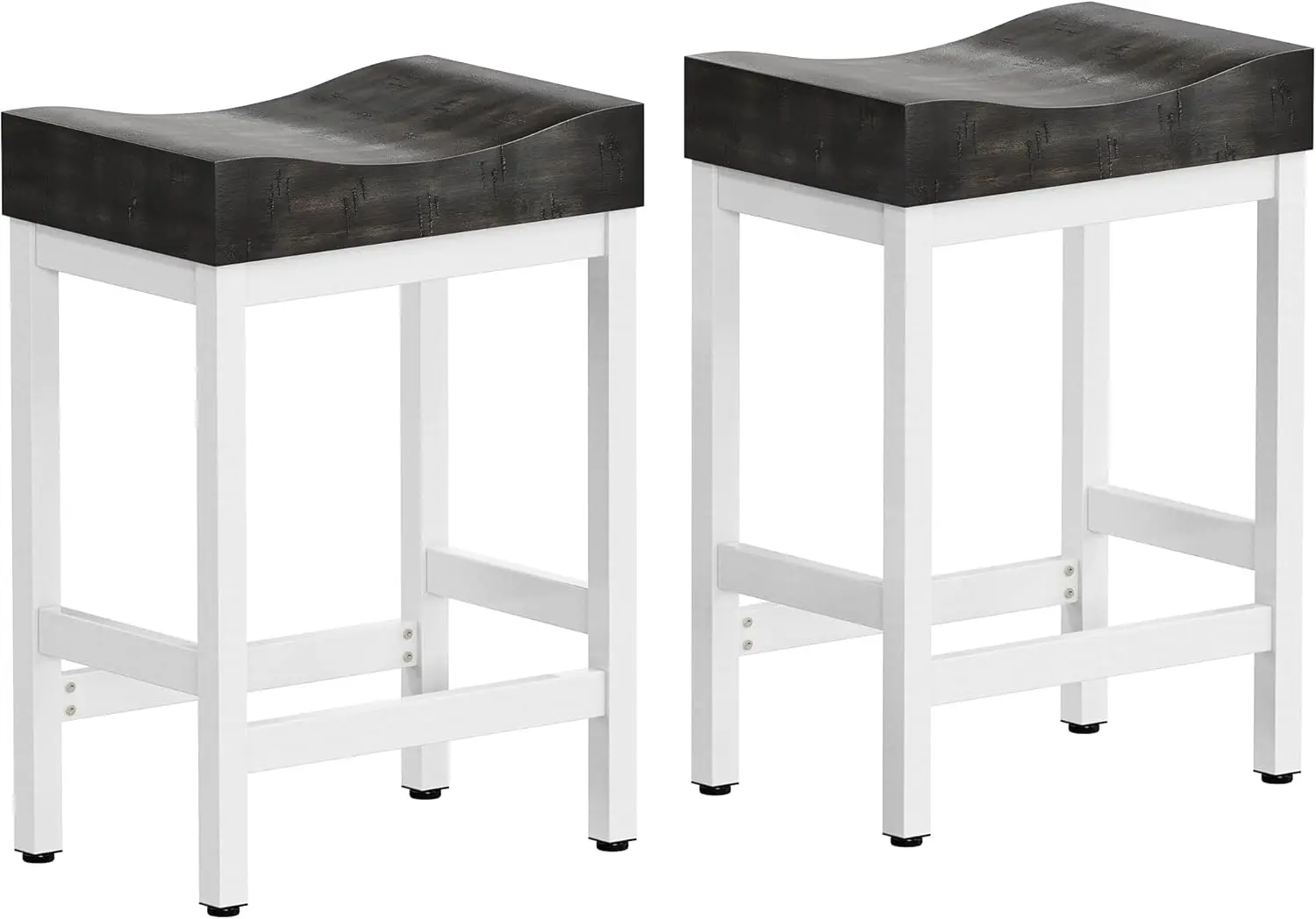 

Bar Stools, Set Of 2-Counter Height Stools, 25 H Bar Stool Kitchen Stools, Sturdy Steel Frame, Simple Assembly, White Metal