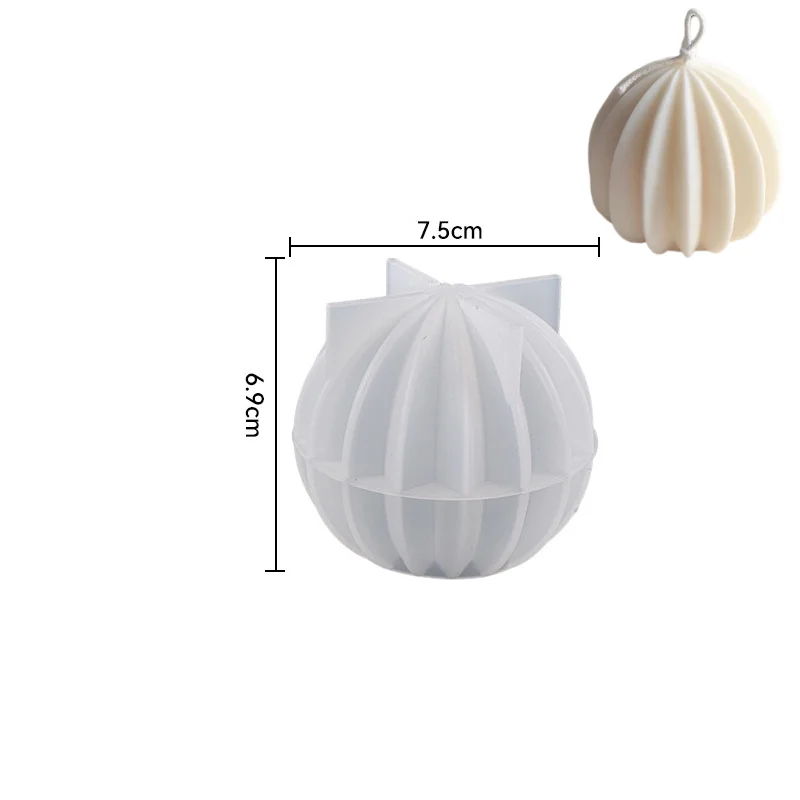 Molde de resina esférico con ventilador 3D, molde para velas, decoración del hogar, bola de linterna geométrica, molde de silicona de yeso, proceso de producción de velas