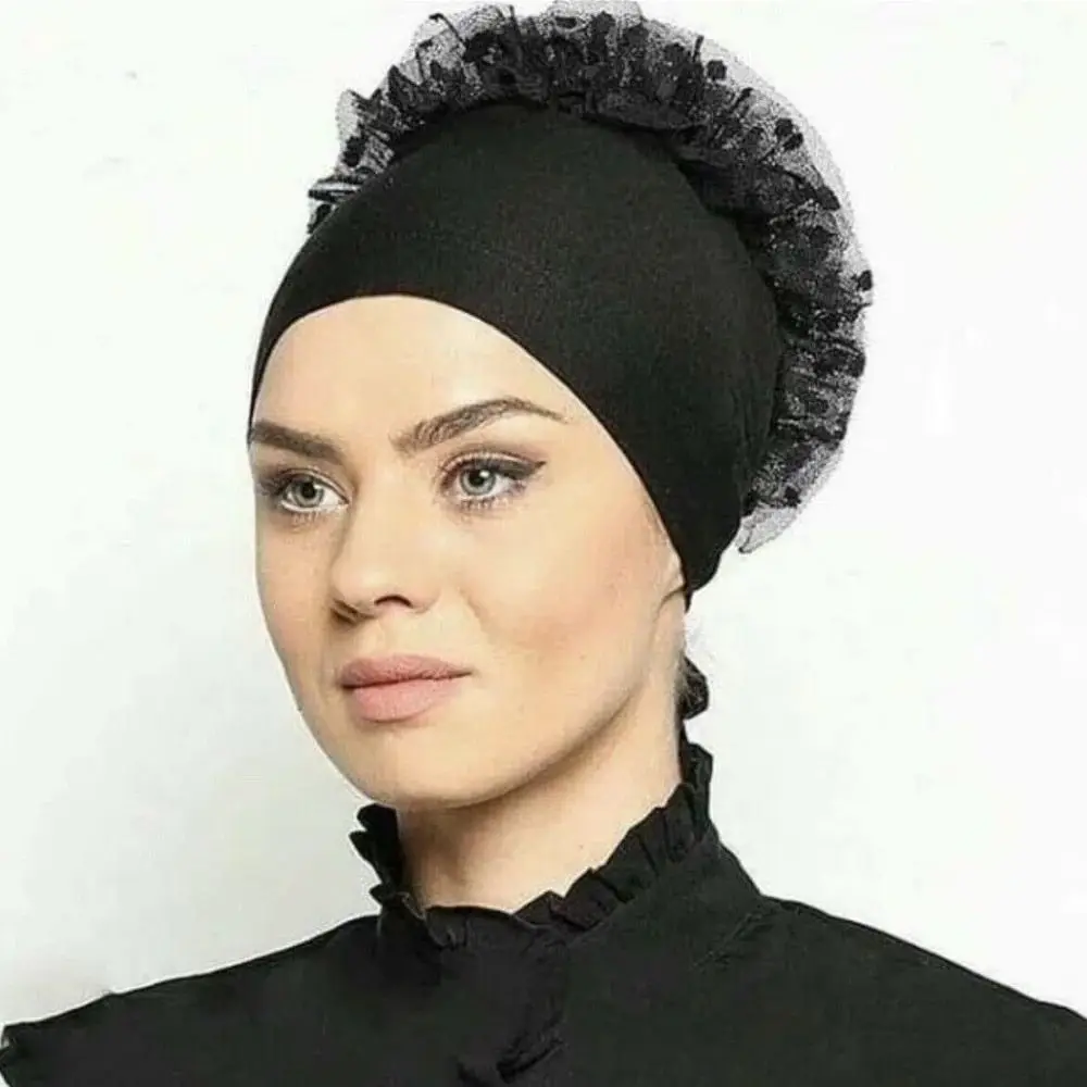 Ramadan Muslim Fashion Women Hijab Scarf Stretch Turban Bonnet Tie Back Volumizer Underscarf Headband Indian Wrap Headwrap