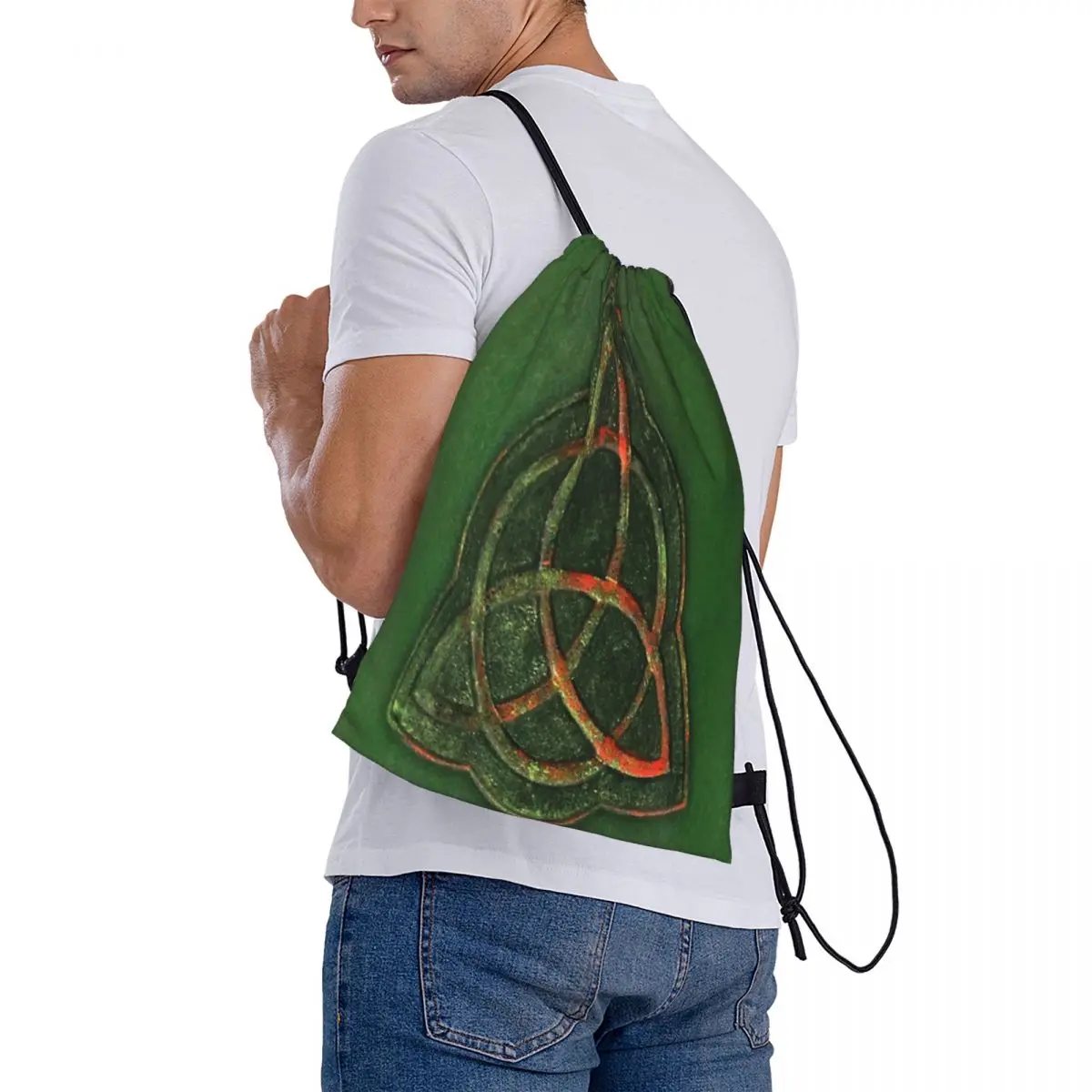 Mochila escolar con diseño de libro de sombras para hombre, morral con cordón, harajuku, Verano