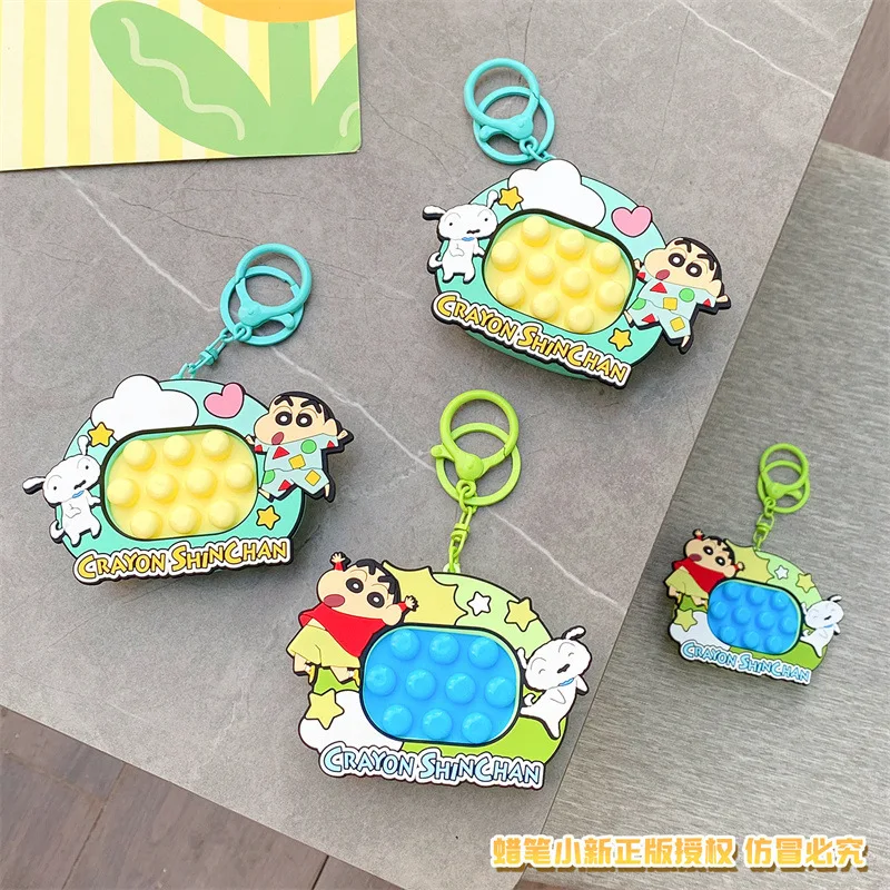 New Crayon Shin-Chan Keychain Anime Figures Decompression Bubble Machine Pendant Cartoon Car Key Chain Kids Toys Fans Gift