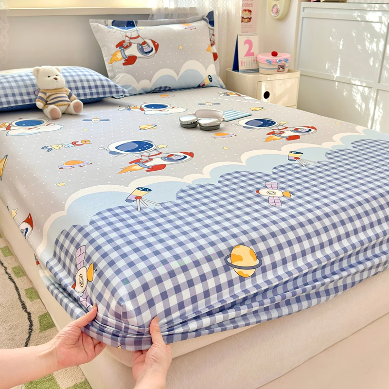 100% Cotton Fitted Sheets Cartoon Printed Ençol De Cama De Casal Single/Queen/King Size Fitted Bed Sheet Sabanas Cama Matrimonia