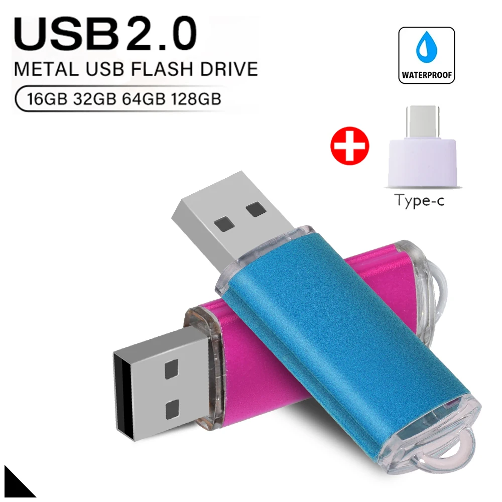 50PCS Custom LOGO USB Drive High Speed Usb Stick 2.0 Pen Drives 64G 32G Metal Flash Drive Memory Disk Cle  Free Shipp