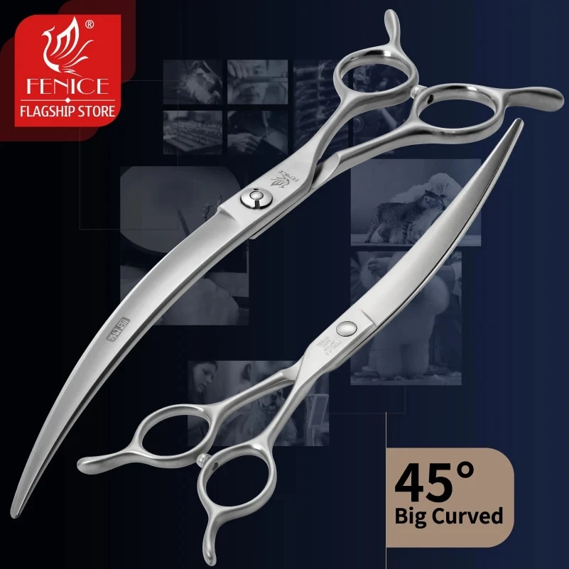 Fenice Big Super Curved Scissors 45° 6/6.5/7/7.5inch Pet Dog Grooming Scissors Pets Hair Curved Shears ножницы tijeras tesoura