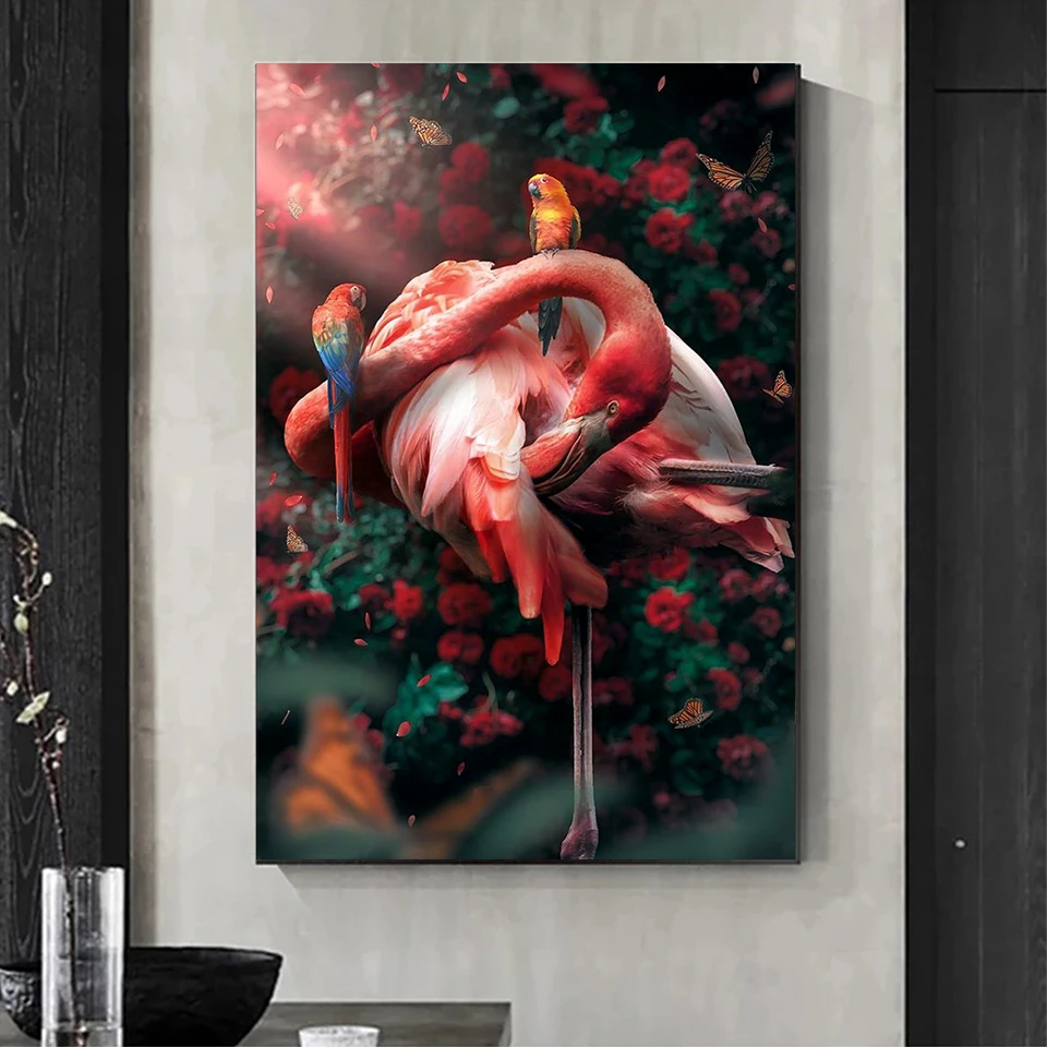 Flower Flamingo Diamond Painting Beautiful Bird Home Decor punto croce 5d diamante ricamo pieno quadrato rotondo mosaico fatto a mano