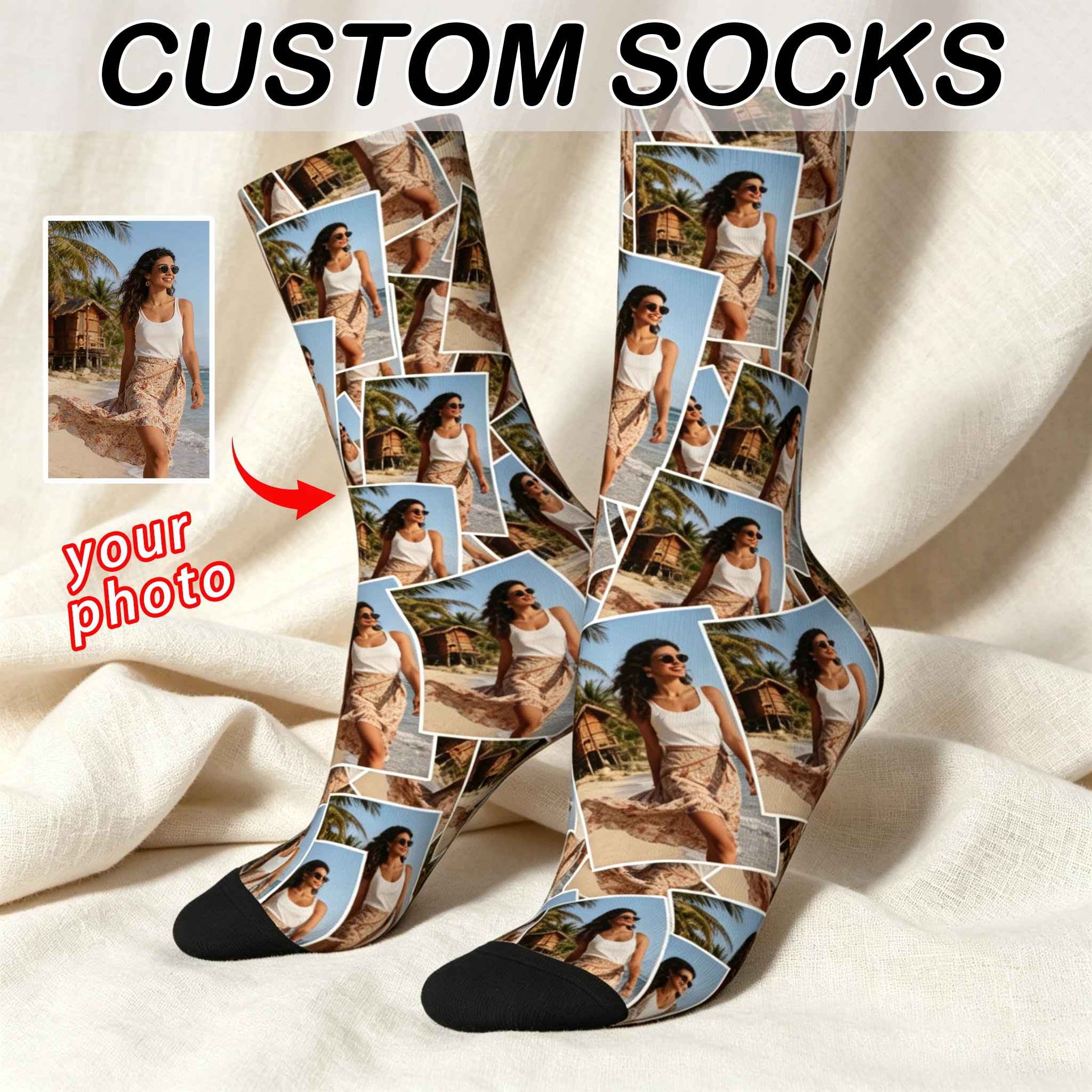 Custom Face Socks Personalized Photo Socks Customizable Funny Socks with Your Picture  Available Unique Gift for Couple