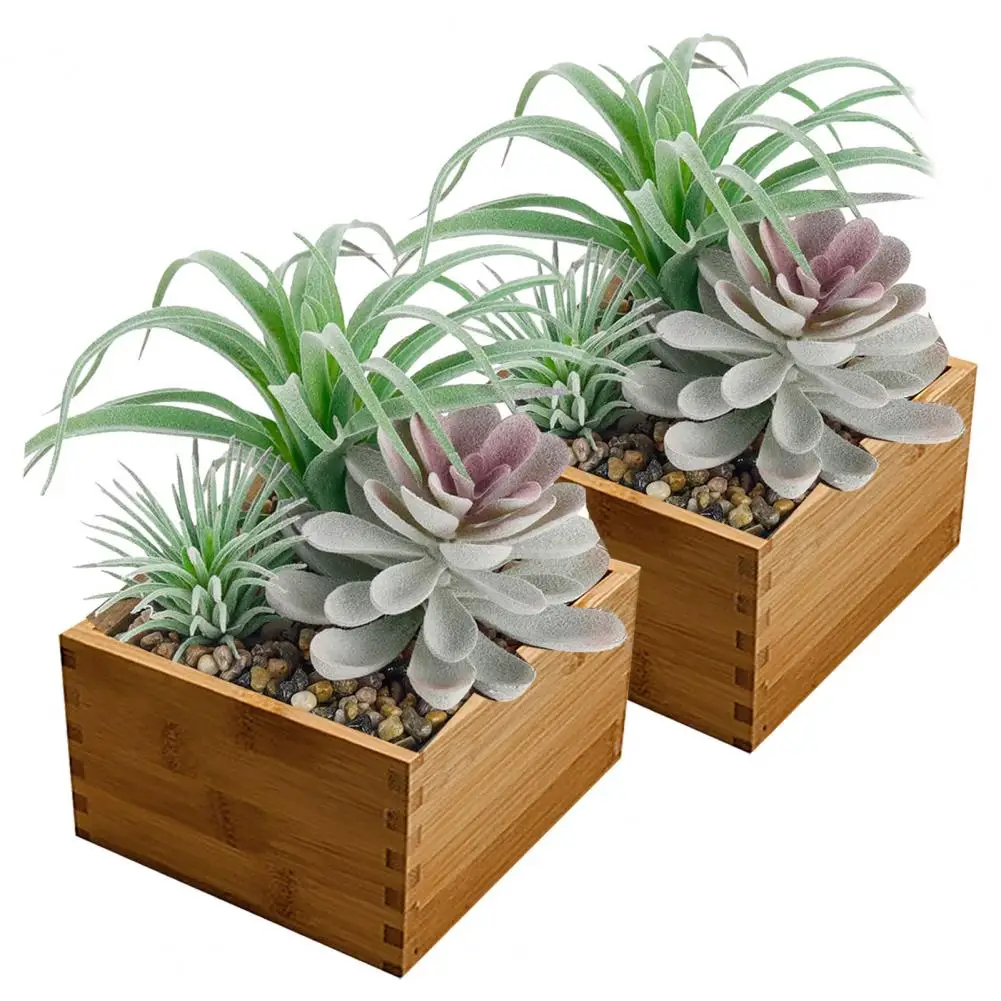 

Small Item Storage Container Bamboo Plant Pot Desktop Storage Box Minimalist Organizer for Home Office Decor Multifunctional