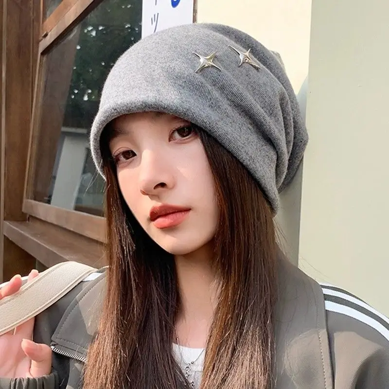 Women's 2026 Spring Autumn Slouchy Beanie Hat Large Size Korean Versatile Warm Earflap Knit Cap Trendy Streetwear Chic