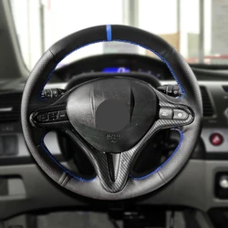 Car Interior Steering Wheel Cover For Honda Civic 8th MK8 2005 2006 2007 2008 2009 2010 2011 Hand Braid Perforated Leather Trim