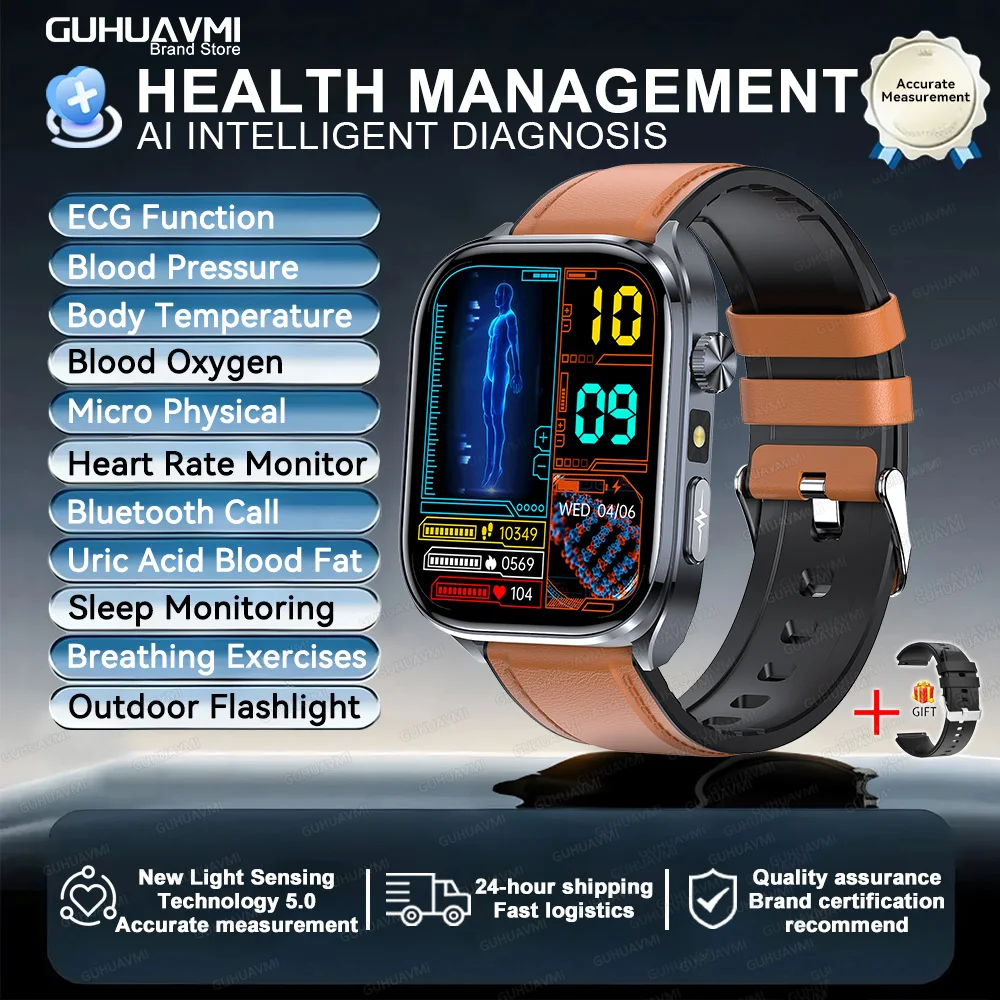 Body Composition analysis Monitoring Smart Watch Men ECG Heart Rate Blood pressure Uric Acid Health Tracker Smartwatches 2025New