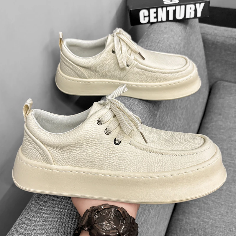 

Маленькие белые туфли, мужские новые кожаные студенческие спортивные универсальные туфли для досок, удобные кроссовки, легкие прогулочные туфли для мужчин