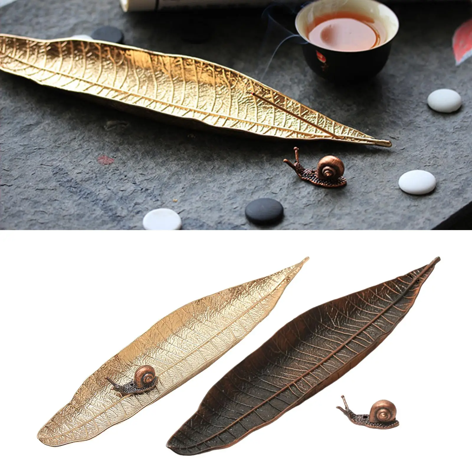 One Leaf Incense Burner Snails Incense Sticks Holder Metal Incense Base