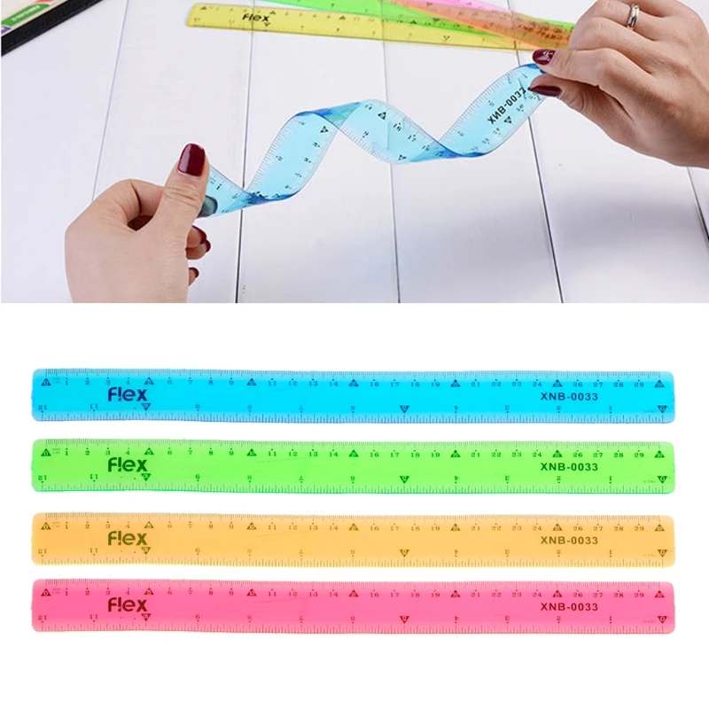 Flexibles PVC-Lineal 12 Zoll für Schüler, Erwachsene, Schulen, Büros, zum Messen von Zeichenwerkzeugen