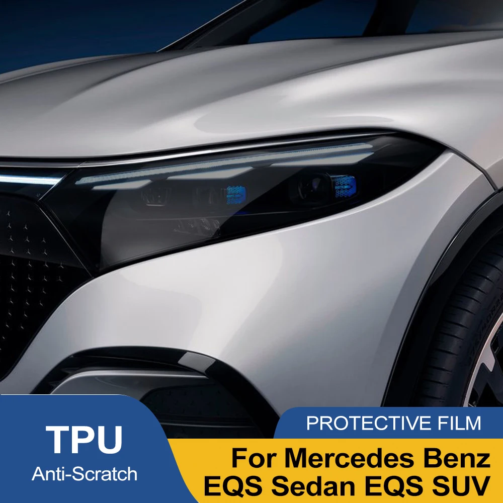 Rauchschwarze vorgeschnittene Auto-Scheinwerfer-Schutzfolie für Mercedes Benz EQS Limousine SUV V297 X296 TPU PPF Anti-Scratch Vinyl Wrap Kit