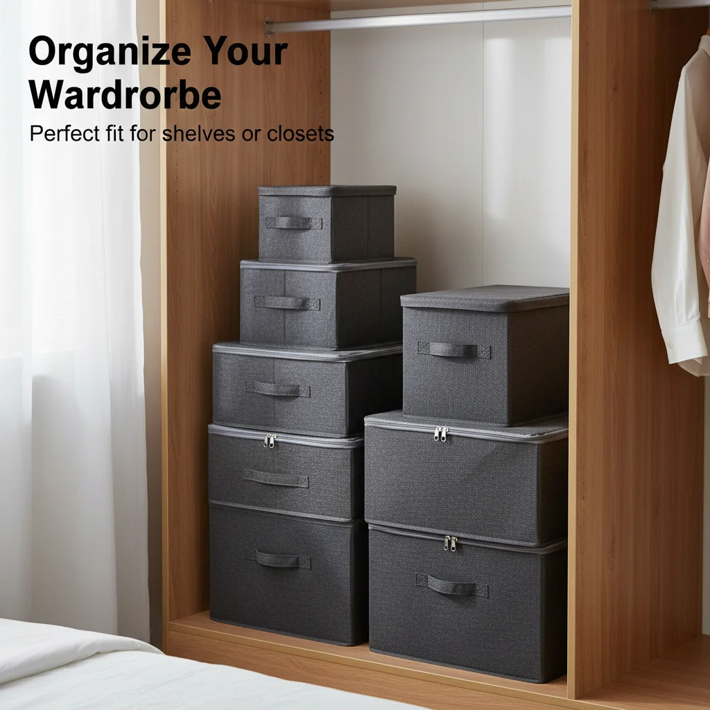 

Штабелируемый ящик для хранения из трех предметов — многофункциональный компактный ящик для хранения, подходящий для гардеробов, спален, кухонь и т. д. - ан